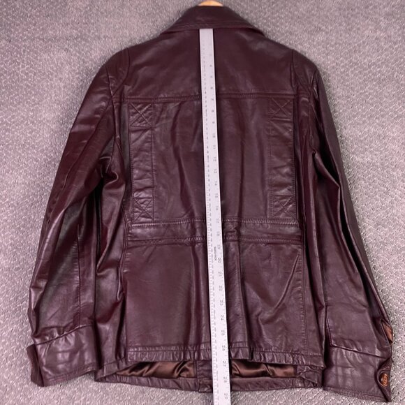 Vintage 70s Victoria Leather Jacket Men's Small Oxblood Burgundy Fight Club Pimp - Picture 10 of 11